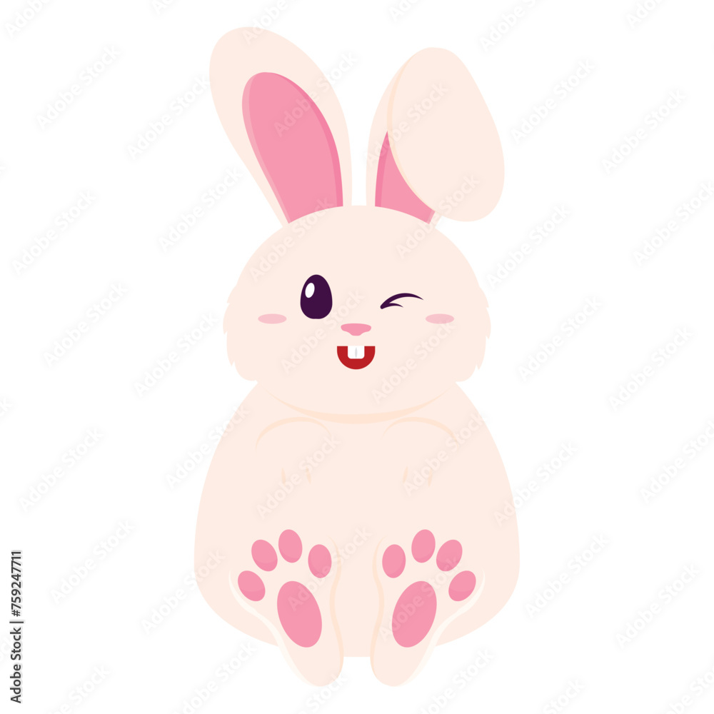 Obraz premium Cute bunny cartoon character Easter season Vector