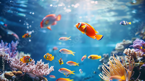 beautiful fish in the sea with coral reefs