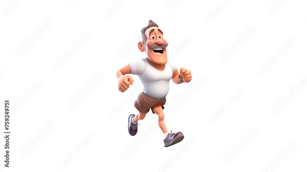 Happy old character happily man jogging on PNG transparent background.
Happy old character happily man jogging on PNG transparent background.