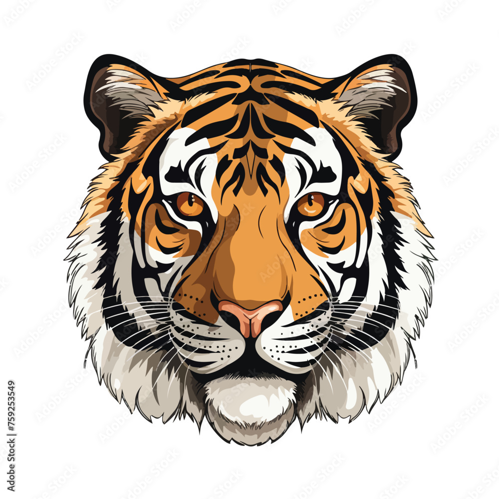 Illustration of a tiger on a white background flat