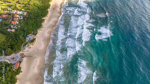 Santinho Beach in Florianopolis. Aerial view from drone.