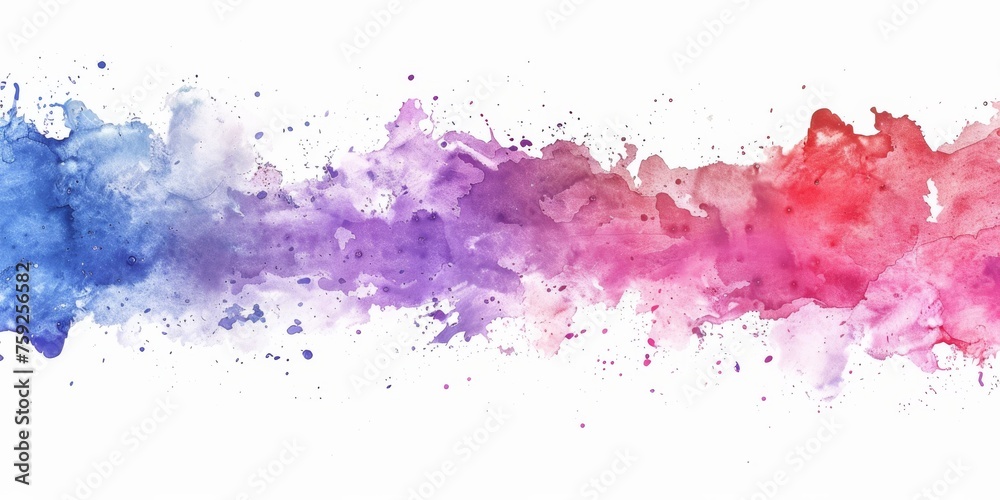 Vibrant watercolor splash transitioning from cool blue to warm pink on a white background, expressing creativity and fluidity.