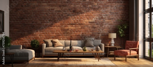 Red brick wall texture for interior design