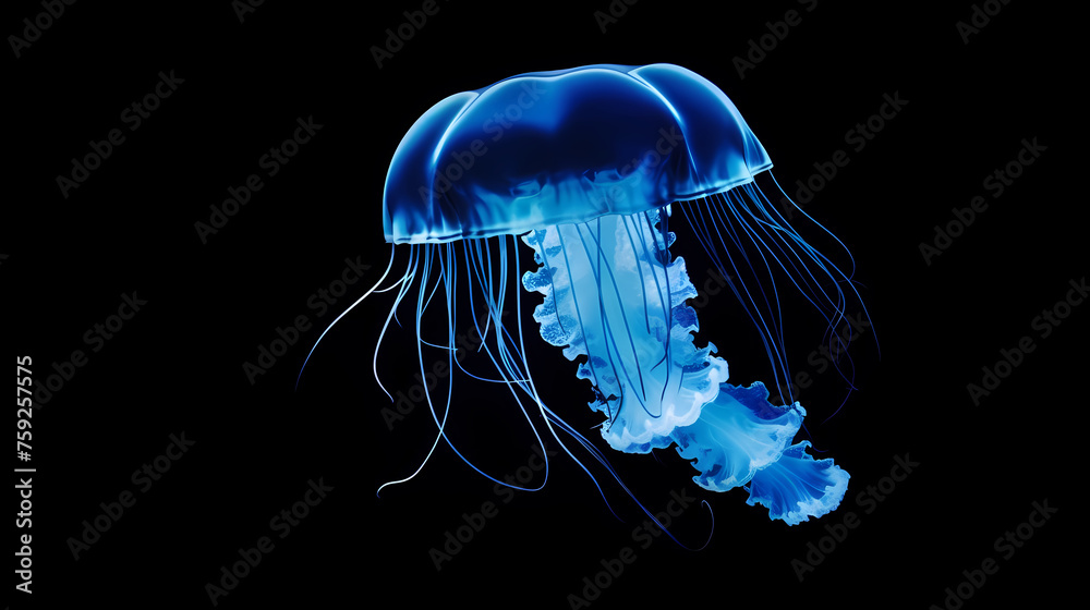 Vibrant jellyfish glide gracefully in the ocean water