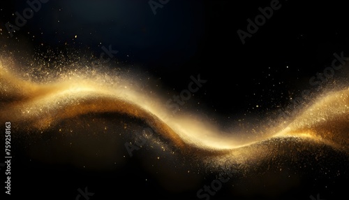 Abstract wavy pattern gold dust on dark background wallpaper card sample