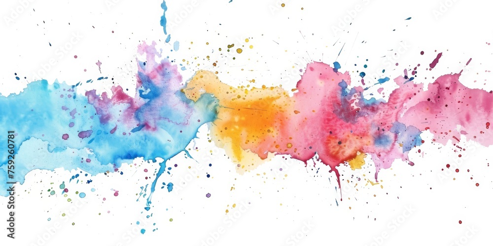 Sweeping watercolor splash in cool blue to warm yellow and pink, evoking the joyful spontaneity of spring.