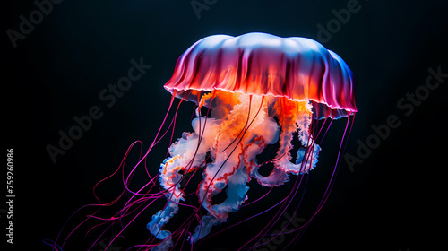 Jellyfish with long tail floating in the sea © Derby
