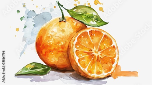 Isolated orange fruit on a white background, close-up view, vibrant and fresh, digital illustration