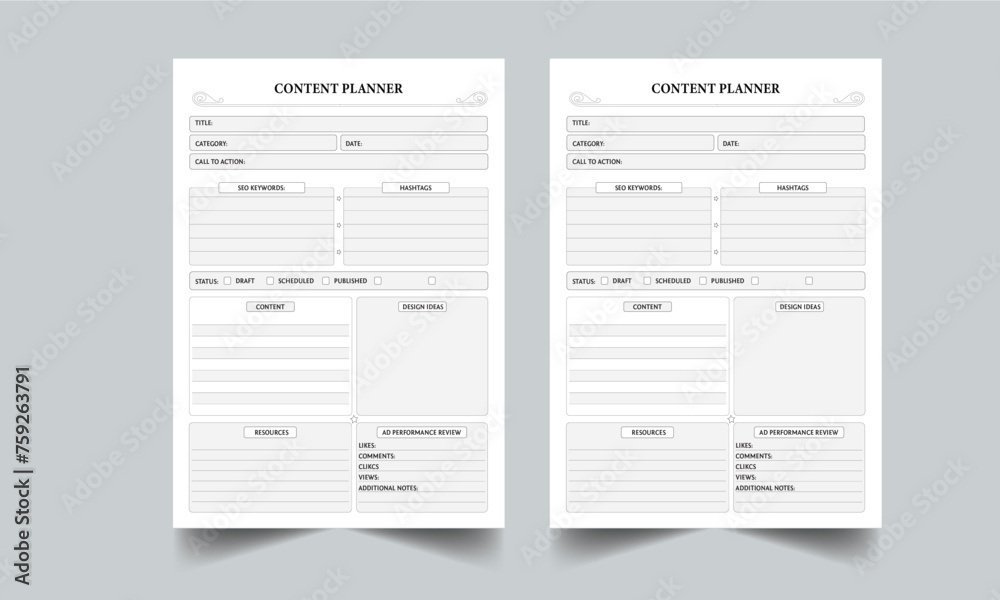 CONTENT PLANNER TEMPLATE LAYOUT DESIGN