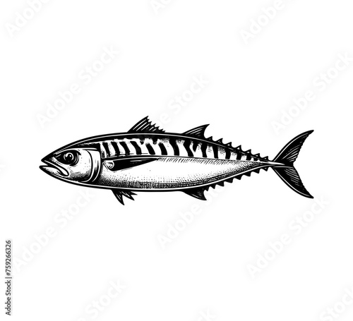 Atlantic Mackerel Fish hand drawn vector illustration