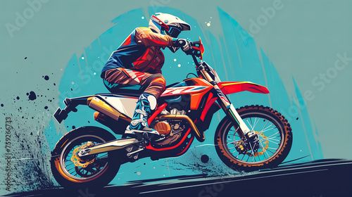 Motocross rider stunting on a vibrant dirt bike. Generative AI image