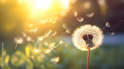 Detailed macro photo of dandelion on background