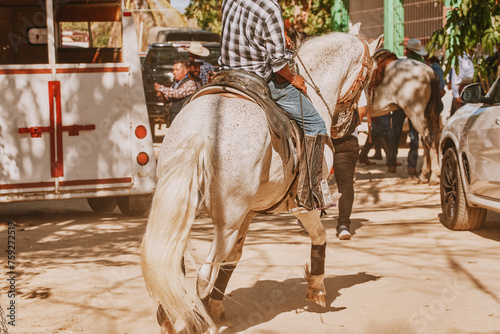 Hombre latino sobre un caballo