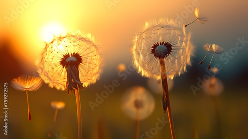 Detailed macro photo of dandelion on background