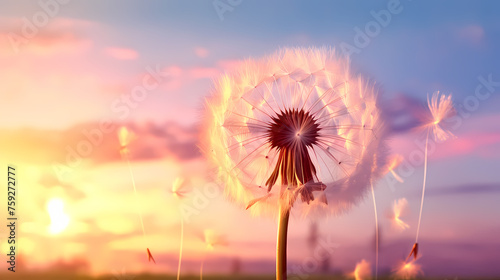 Detailed macro photo of dandelion on background