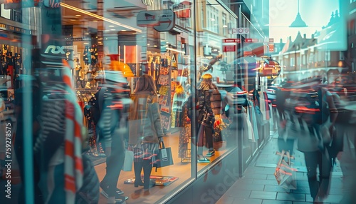 Street Scenes, A Closer Look at the Multifaceted Reflections in a Busy Storefront Window