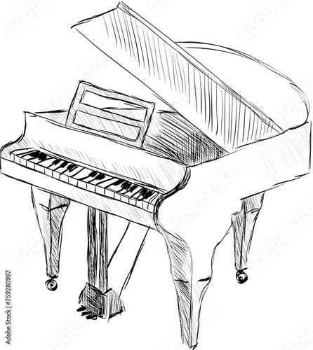 sketch of piano