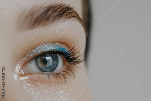 Eyelashes, eye shadow makeup close-up photos,