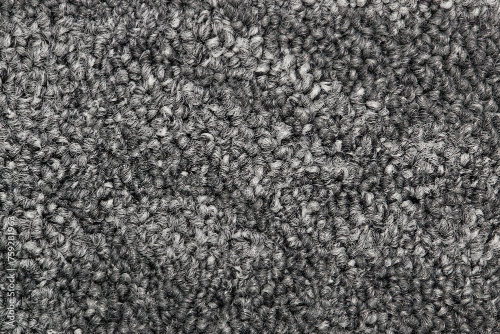 Dark gray color two tone swatch section of carpet sample, closeup directly above full frame image. Dark gray color two tone swatch section of carpet sample, closeup directly above full frame image.