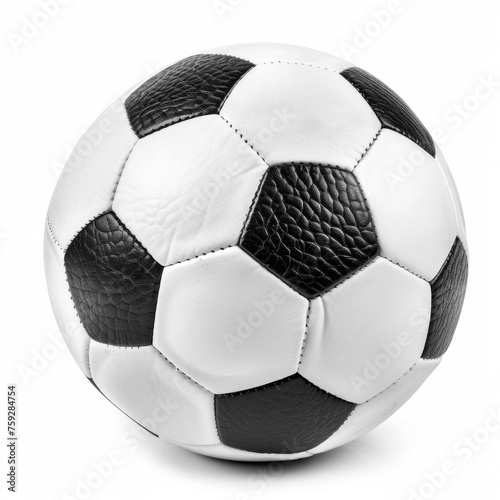 Black and white soccer ball isolated in white background.