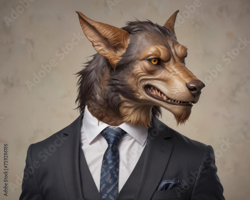 Corporate Headshot Portrait of Cerberus in Suit and Tie Gen AI photo