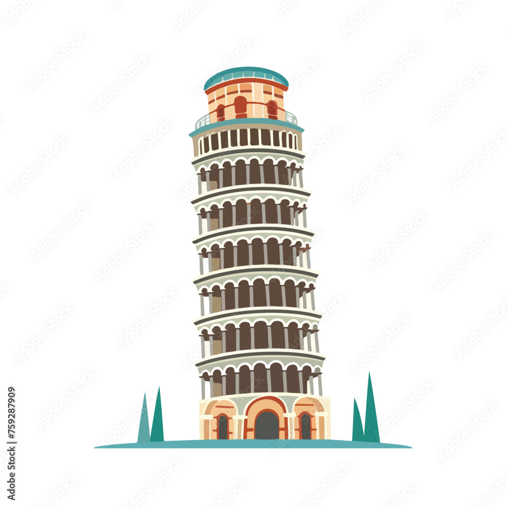 pisa tower icon flat vector illustration isloated 