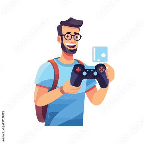 player video game holding control vector illustration
