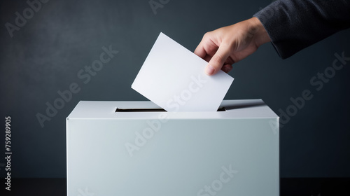 Voting concept in flat style - hand putting paper in the ballot box