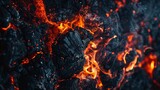 A close up of a fire and some flames on the ground, AI