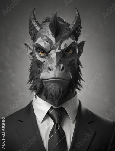 Elegant Mythical Dwarf in Modern Suit and Tie Portrait Gen AI