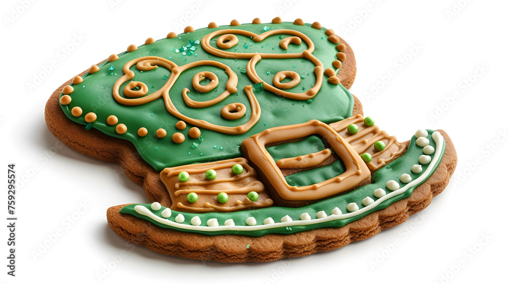 Tasty gingerbread cookie in shape of hat for St. Patrick's Day celebration. generative ai 