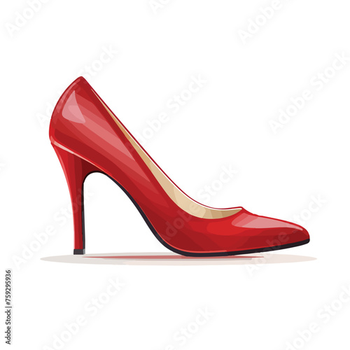 red heel shoe female flat vector illustration isloated