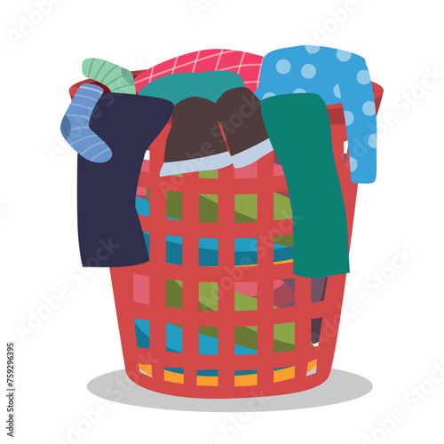 Pile of dirty laundry clothes in the basket