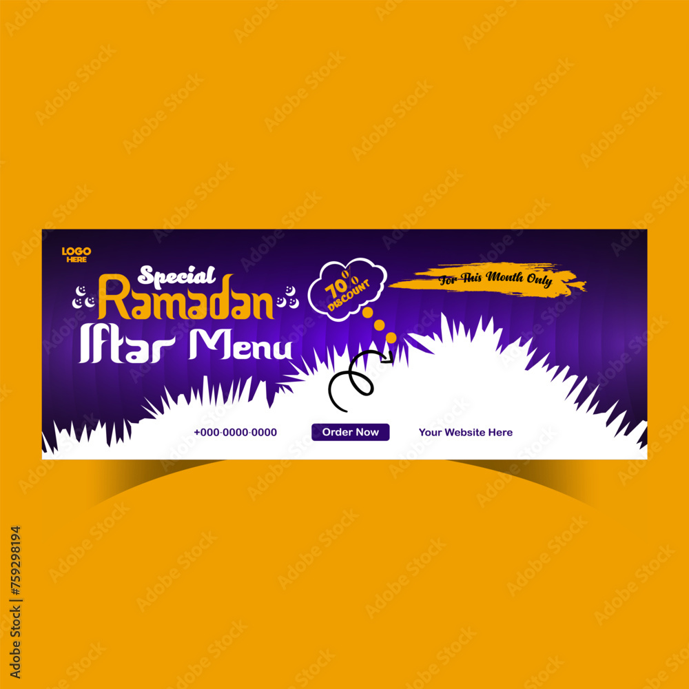 Ramadan iftar menu food design and social media banner template