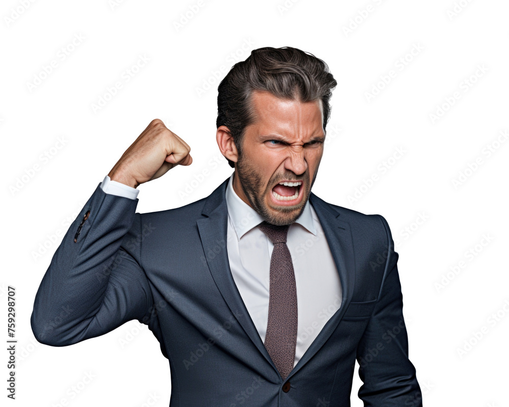 Business man serious emotions in transparent background Business man serious emotions in transparent background