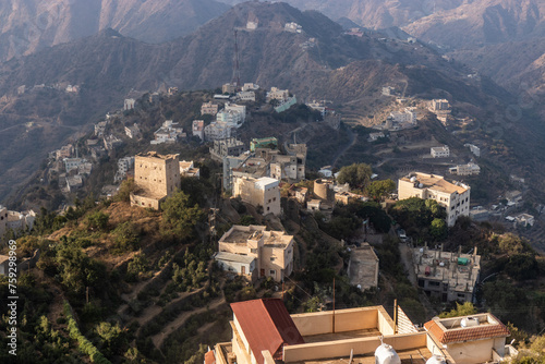 View of hilly Fayfa town, Saudi Arabia photo