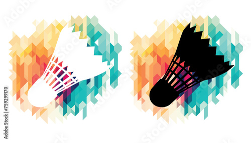Badminton colorful icons on a transparent background