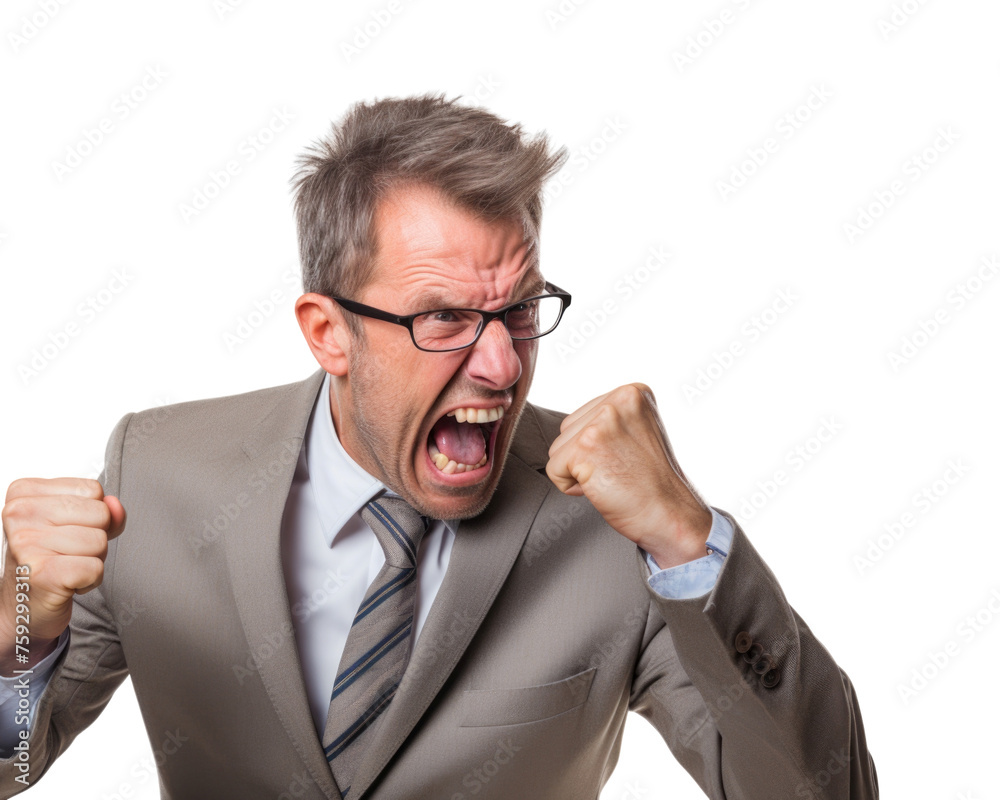 Business man serious emotions in transparent background Business man serious emotions in transparent background