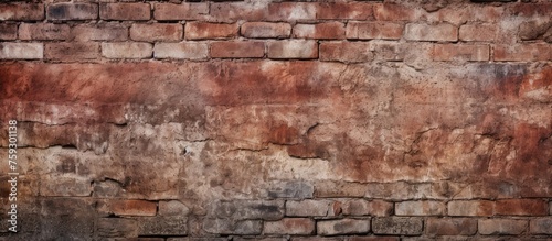 A detailed closeup of a brown brick wall showcasing the intricate pattern of rectangular bricks. The brickwork is a beautiful building material that adds artistry to the landscape