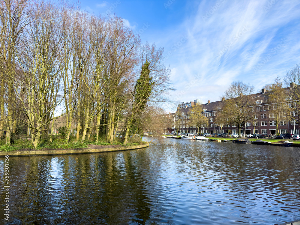 Views of the Westlandgracht canal in Amsterdam in winter Views of the Westlandgracht canal in Amsterdam in winter
