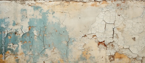 Chipped and Cracked Vintage Wallpaper on an Old Flat Wall