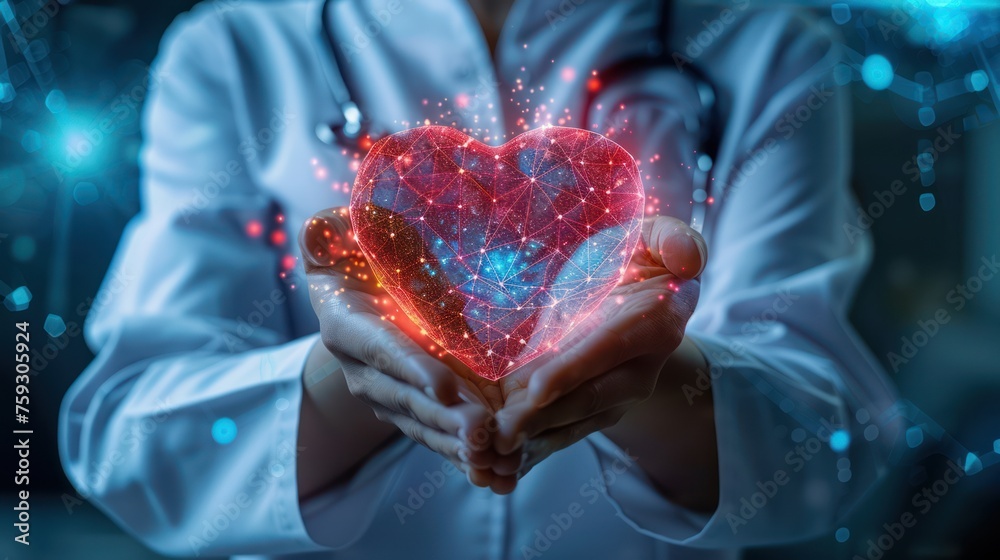 Fototapeta premium World Heart Day concept, Healthcare and medical, doctor doing symbol showing heart hands shape, Medical love, care safety, Medical technology, family and life, financial health insurance savings