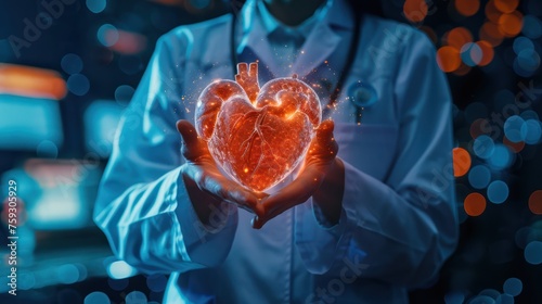 World Heart Day concept, Healthcare and medical, doctor doing symbol showing heart hands shape, Medical love, care safety, Medical technology, family and life, financial health insurance savings photo