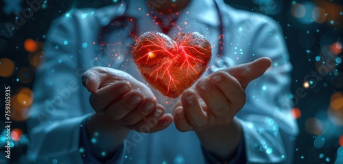 World Heart Day concept, Healthcare and medical, doctor doing symbol showing heart hands shape, Medical love, care safety, Medical technology, family and life, financial health insurance savings photo