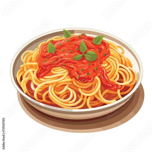 Spaghetti italian food flat vector illustration isl photo