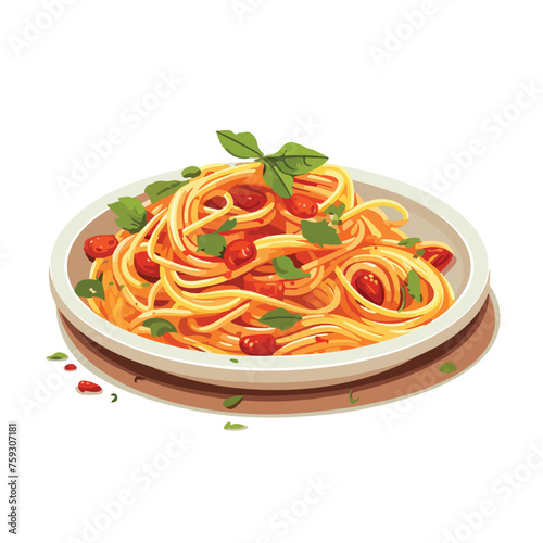 Spaghetti italian food flat vector illustration isl photo