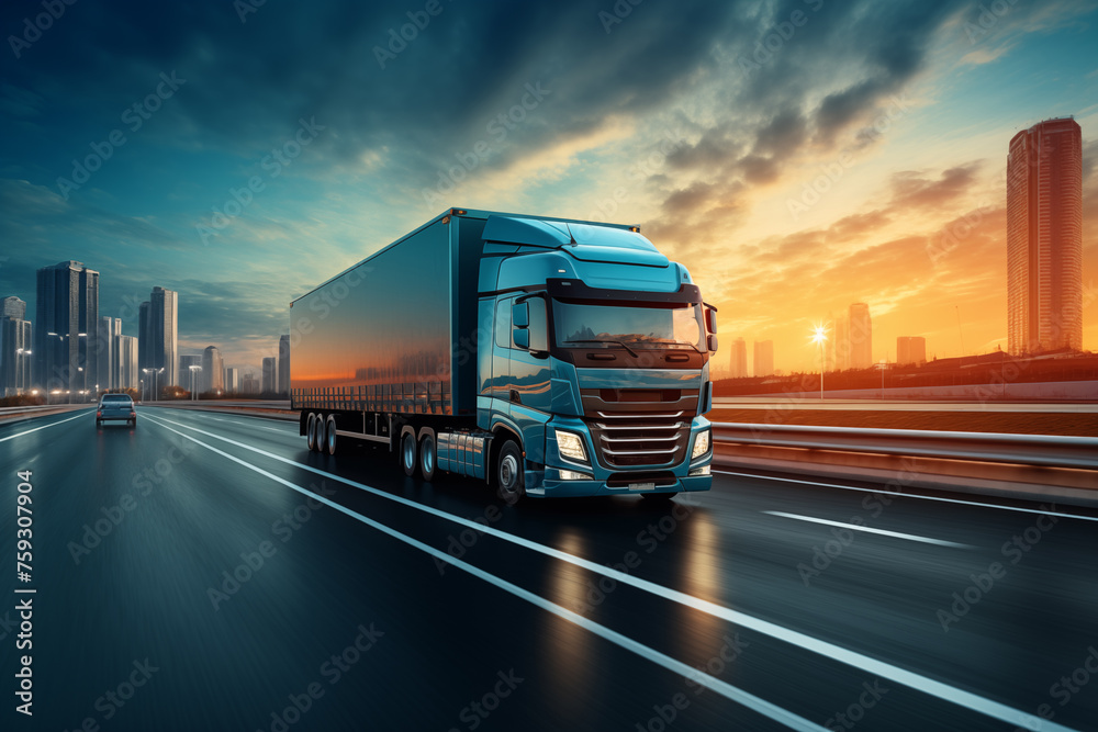 物流トラック輸送「AI生成画像」