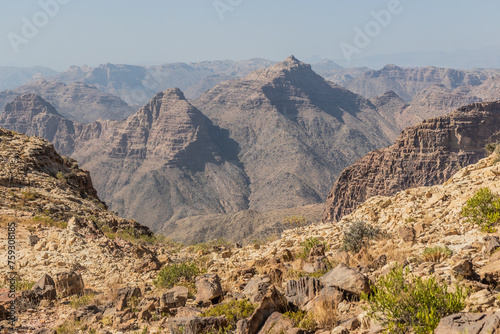 Mountainous landscape near Dhahran al Janub, Saudi Arabia photo