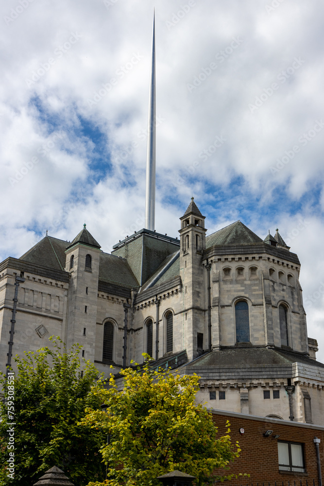 Fototapeta premium St Anne’s Cathedral, The Spire Of Hope, Cathedral Quarter, Cathedral consecrated in 1904, with a facade dedicated to the war and Irish masses. Belfast, Northern Ireland,UK
