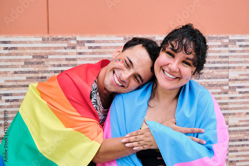Smiling friends in fraternal embrace